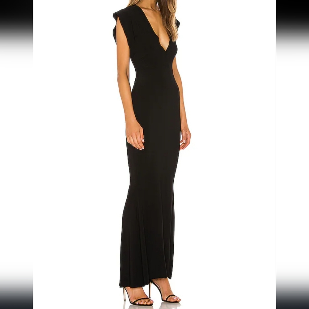 Norma Kamali V-Neck Rectangle Gown in Black Size Medium
